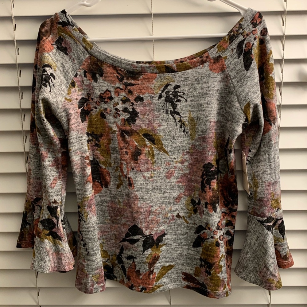 Grey printed floral shirt